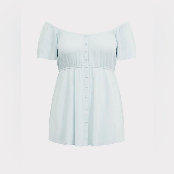 NWT Torrid Babydoll Crepe Off-Shoulder Top Size 1 1X - Picture 4 of 13